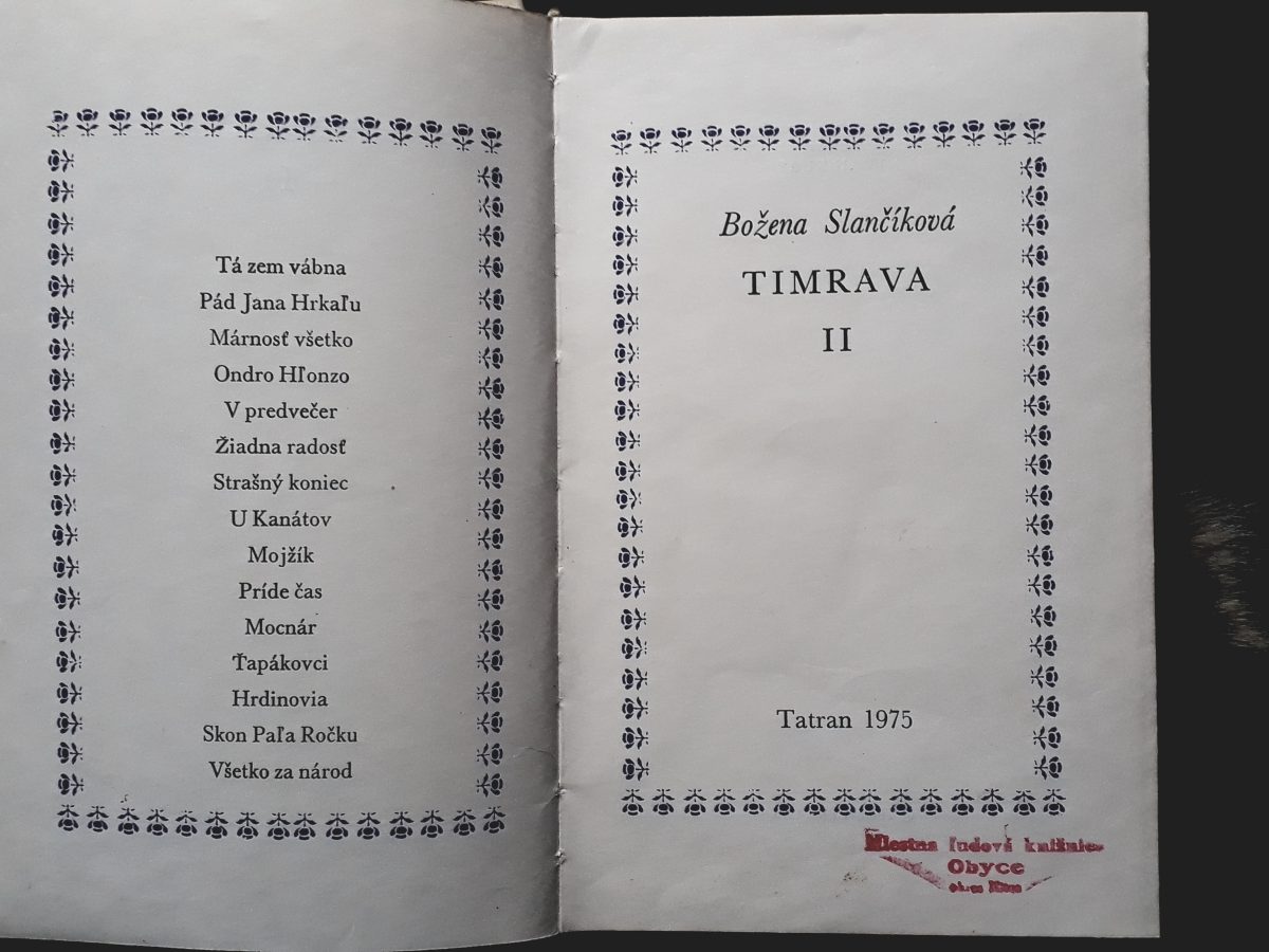 zostavila redakcia Tatranu: Božena Slančíková TIMRAVA I.,II. diel ...