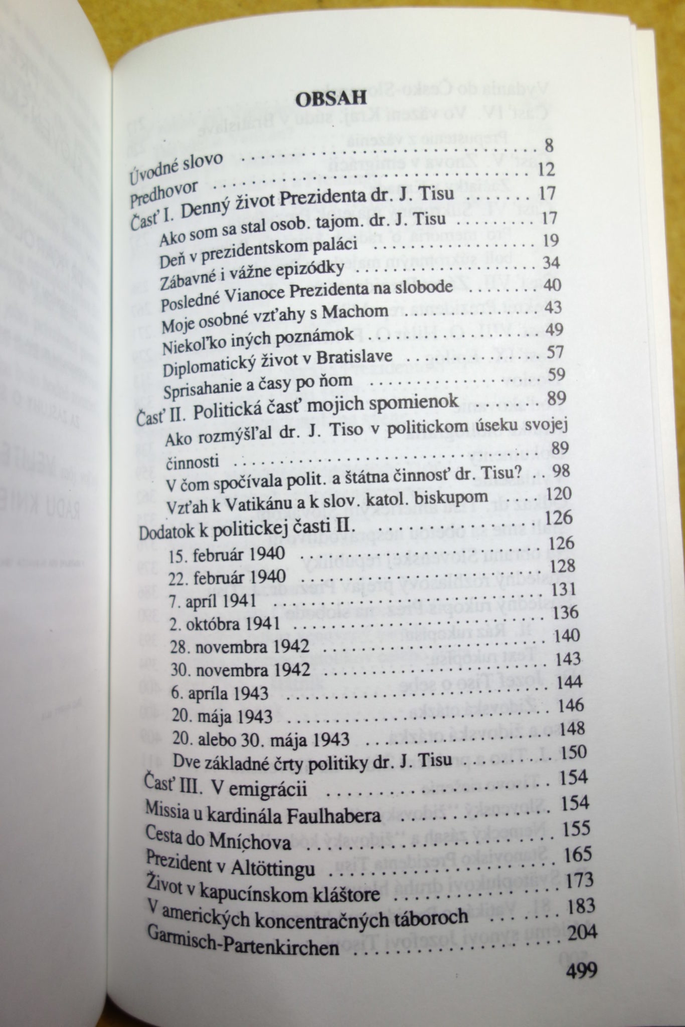 3612,obsah I,Spomienky a svedectvo